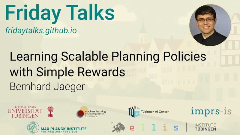 Learning Scalable Planning Policies with Simple Rewards